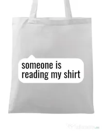 Sacosa din panza Reading my shirt Alb