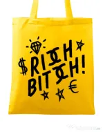 Sacosa din panza Rich bitch Galben