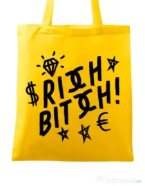 Sacosa din panza Rich bitch Galben