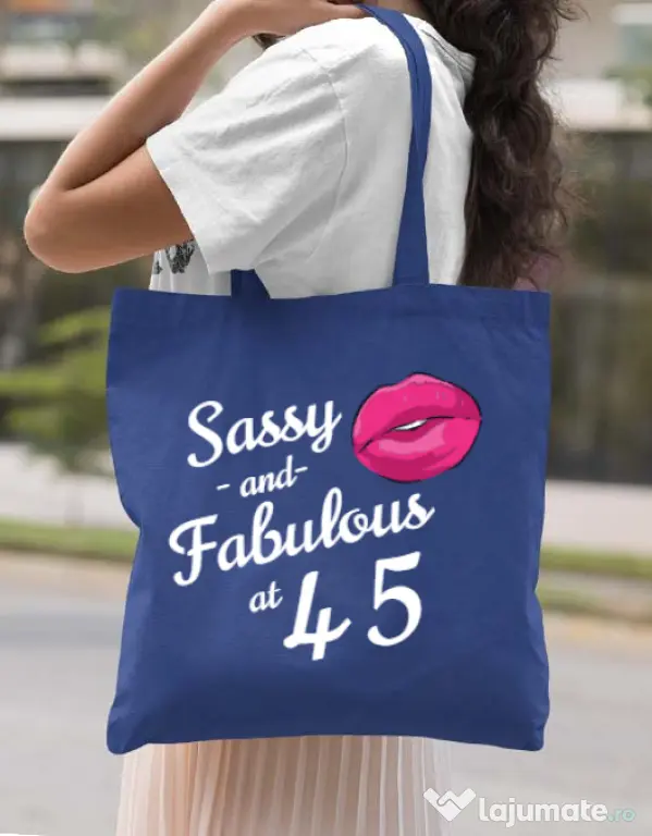 Sacosa din panza Sassy and fabulous Albastru regal
