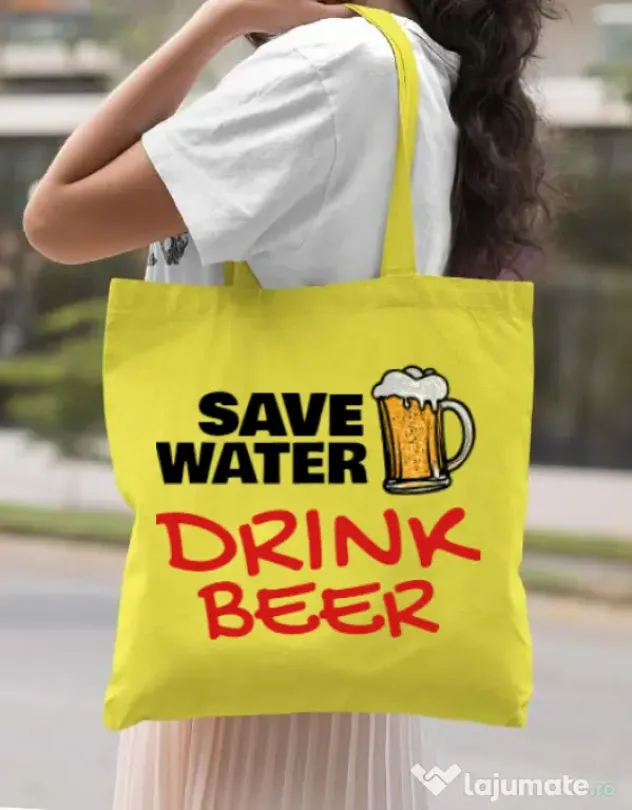Sacosa din panza Save water Galben