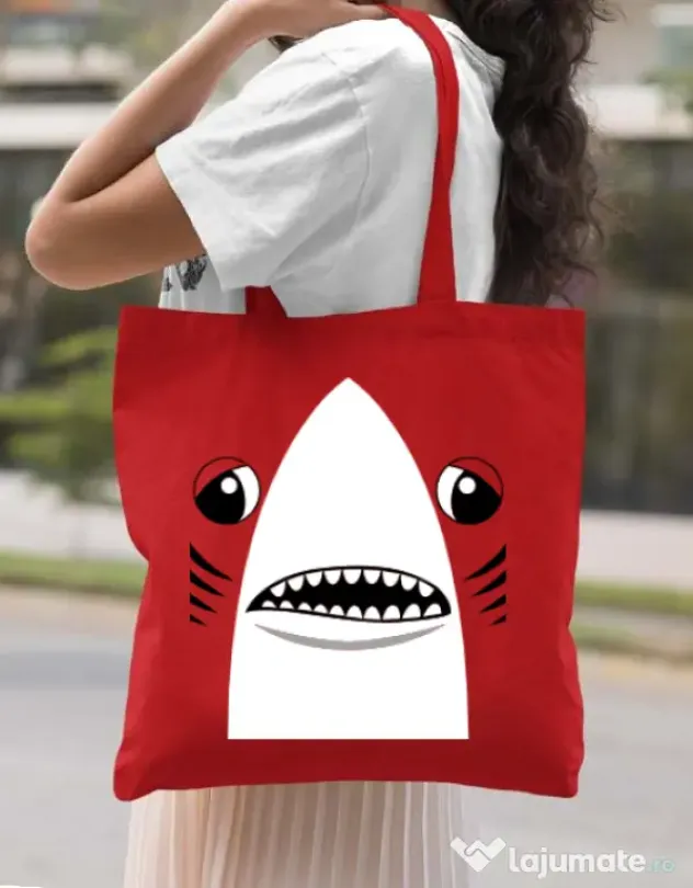 Sacosa din panza Shark suit Rosu