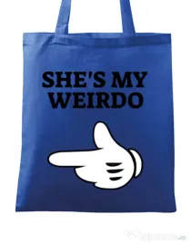 Sacosa din panza She's my weirdo Albastru regal