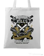 Sacosa din panza Smoking Kills Alb