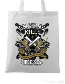 Sacosa din panza Smoking Kills Alb