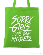 Sacosa din panza Sorry girls Verde mar