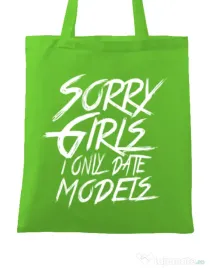 Sacosa din panza Sorry girls Verde mar