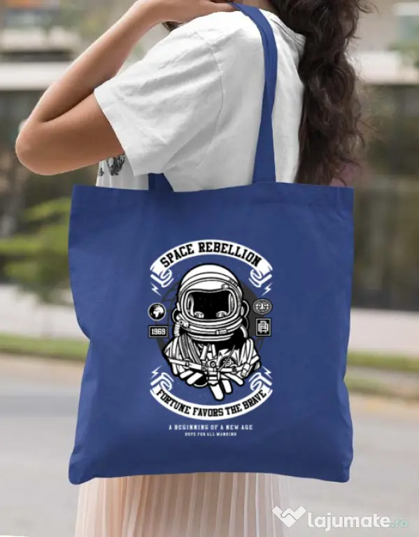 Sacosa din panza Space Rebellion Albastru regal