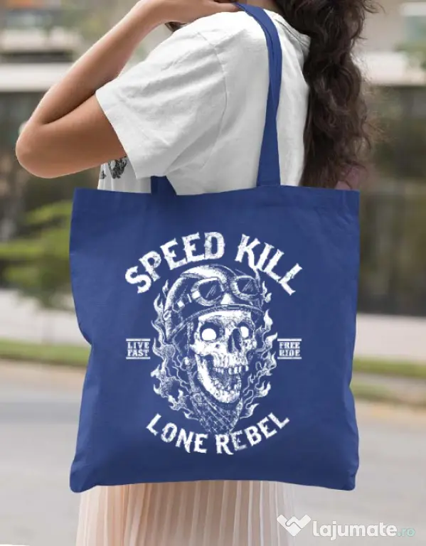 Sacosa din panza Speed kill Albastru regal