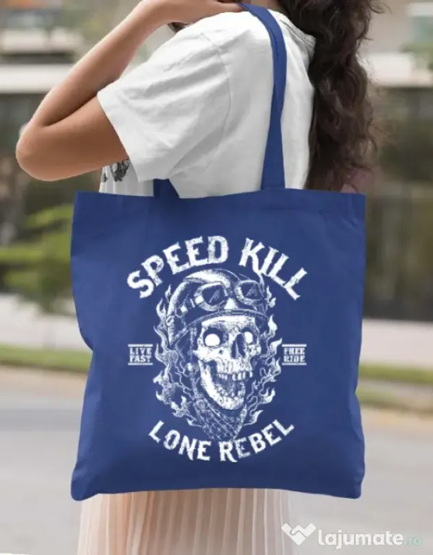 Sacosa din panza Speed kill Albastru regal