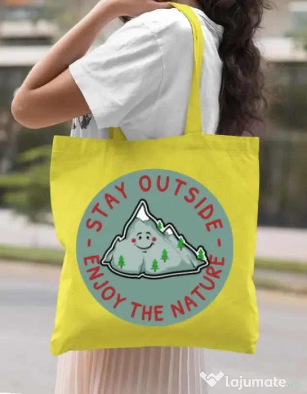 Sacosa din panza Stay outside Galben