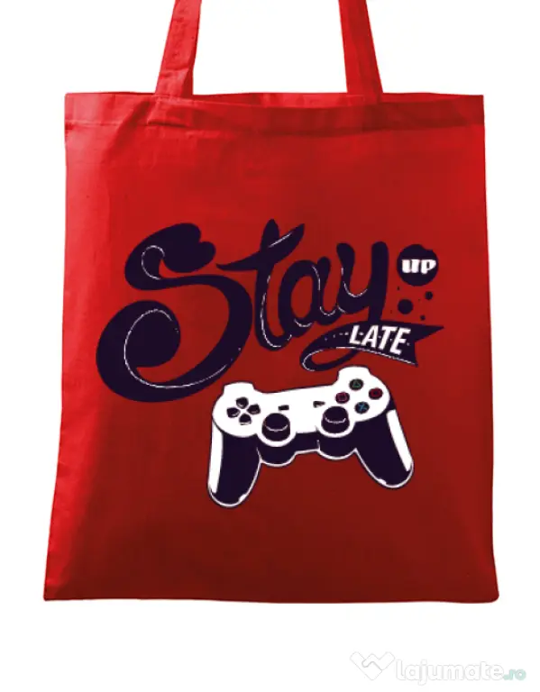 Sacosa din panza Stay up late Rosu