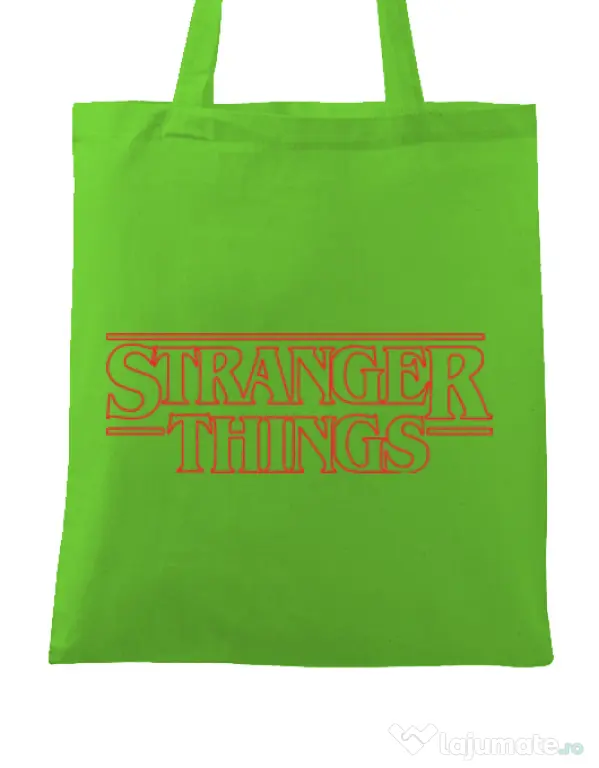 Sacosa din panza Stranger things outline Verde mar