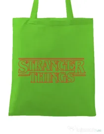 Sacosa din panza Stranger things outline Verde mar