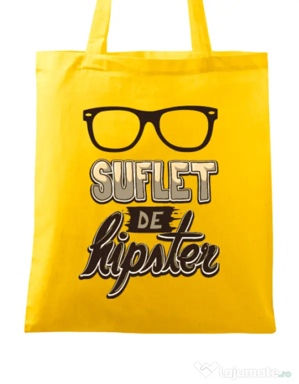 Sacosa din panza Suflet de hipster Galben