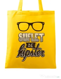 Sacosa din panza Suflet de hipster Galben