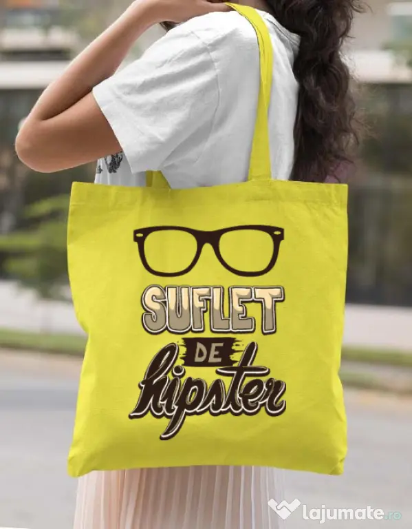 Sacosa din panza Suflet de hipster Galben