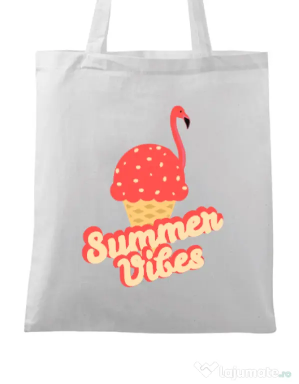 Sacosa din panza Summer Vibes Alb