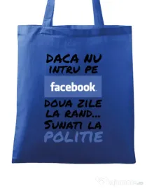 Sacosa din panza Sunati la politie Albastru regal