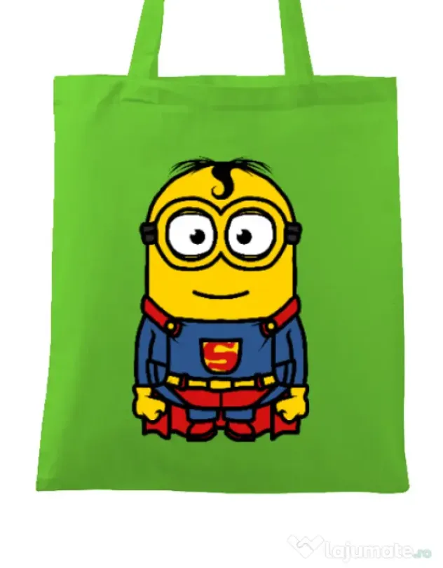 Sacosa din panza Super minion Verde mar