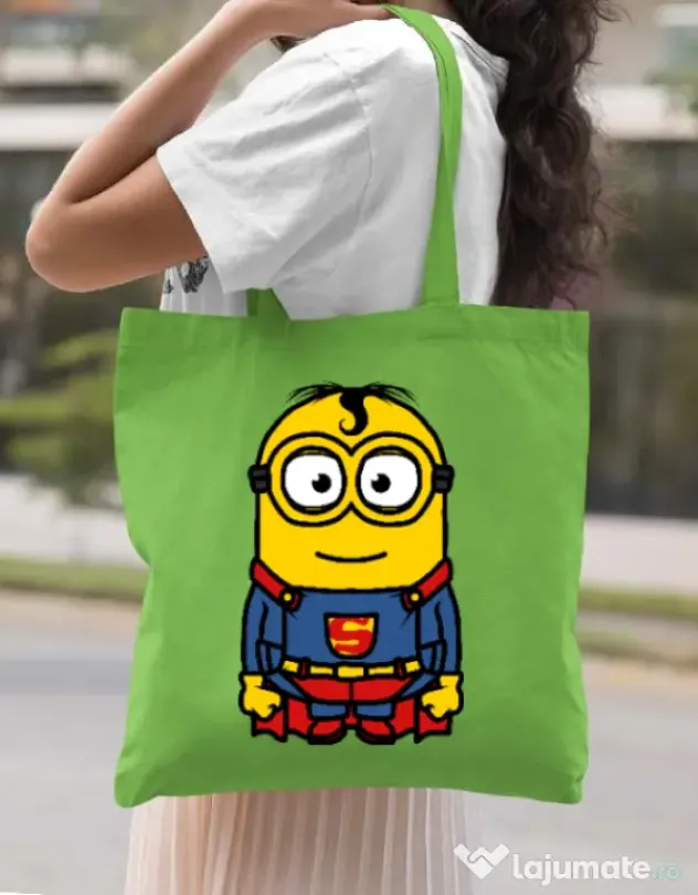 Sacosa din panza Super minion Verde mar