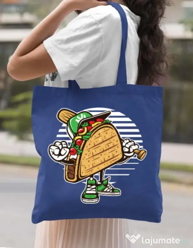 Sacosa din panza Taco Albastru regal