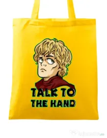 Sacosa din panza Talk to the hand Galben