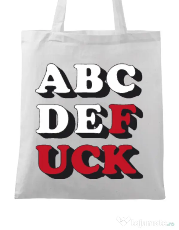 Sacosa din panza The alphabet Alb