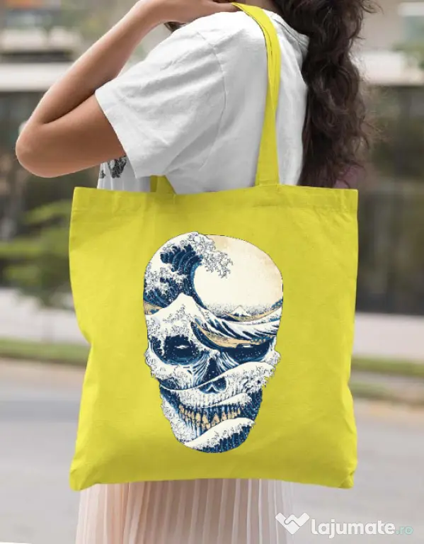 Sacosa din panza The Great Wave off Skull Galben