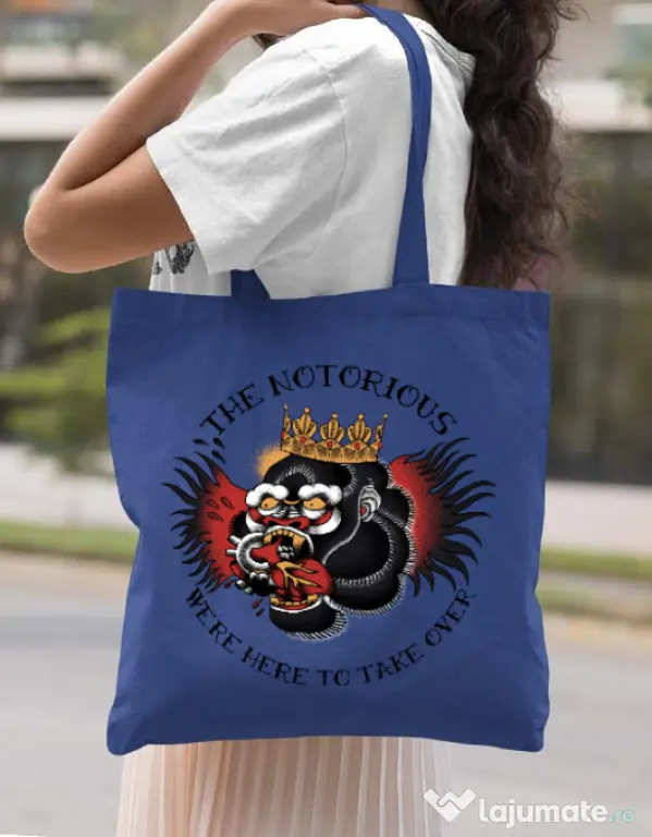 Sacosa din panza The notorious Albastru regal