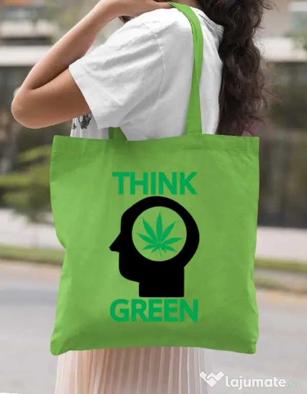 Sacosa din panza Think green Verde mar