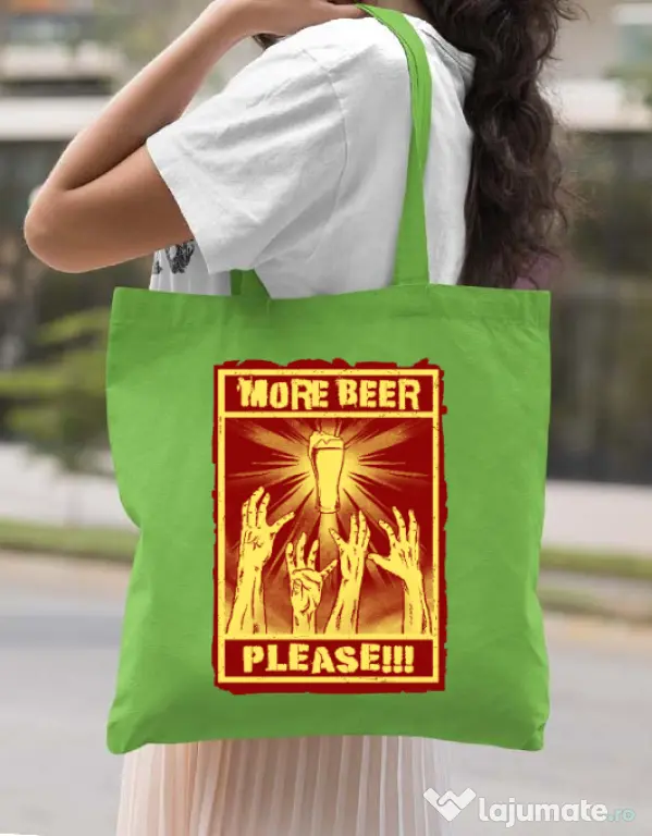 Sacosa din panza Thirsty zombies Verde mar