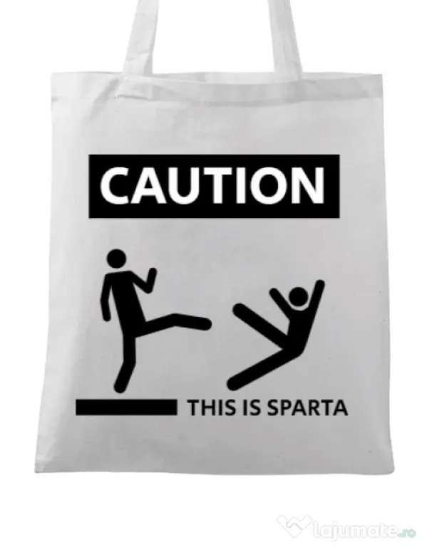 Sacosa din panza This is Sparta Alb