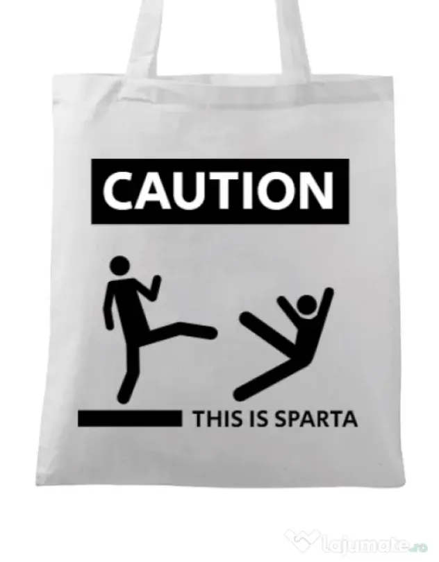 Sacosa din panza This is Sparta Alb