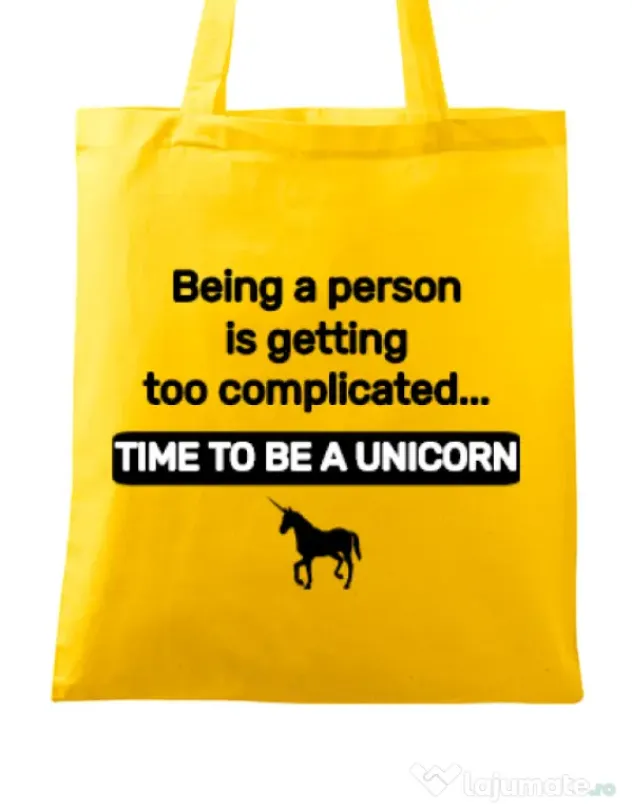 Sacosa din panza Time to be a unicorn Galben