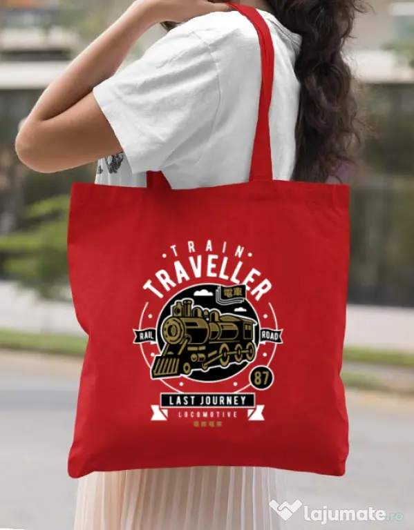 Sacosa din panza Train Traveller Rosu