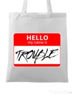 Sacosa din panza Trouble Alb