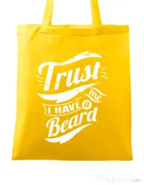 Sacosa din panza Trust me, I have a beard Galben