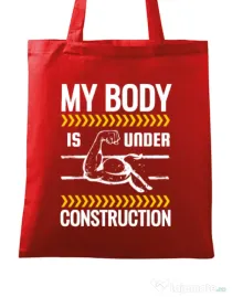 Sacosa din panza Under construction Rosu
