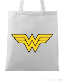 Sacosa din panza Wonder woman Alb