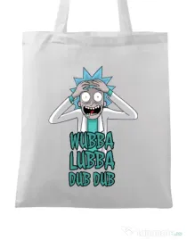 Sacosa din panza Wubba Lubba Dub Dub Alb