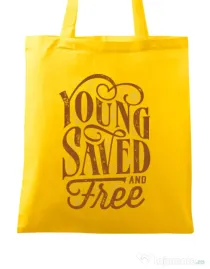Sacosa din panza Young Saved And Free Galben