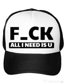 Sapca personalizata All i need is U Alb