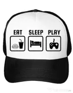 Sapca personalizata Eat sleep play Alb