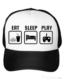 Sapca personalizata Eat sleep play Alb