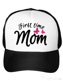 Sapca personalizata First time mom Alb