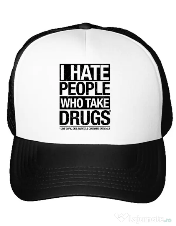 Sapca personalizata I hate people who take drugs Alb
