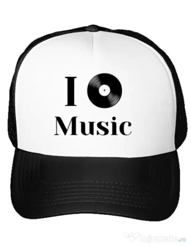Sapca personalizata I love music Alb