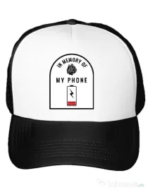 Sapca personalizata In memory of my phone Alb