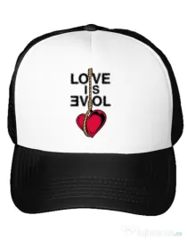 Sapca personalizata Love is evil Alb